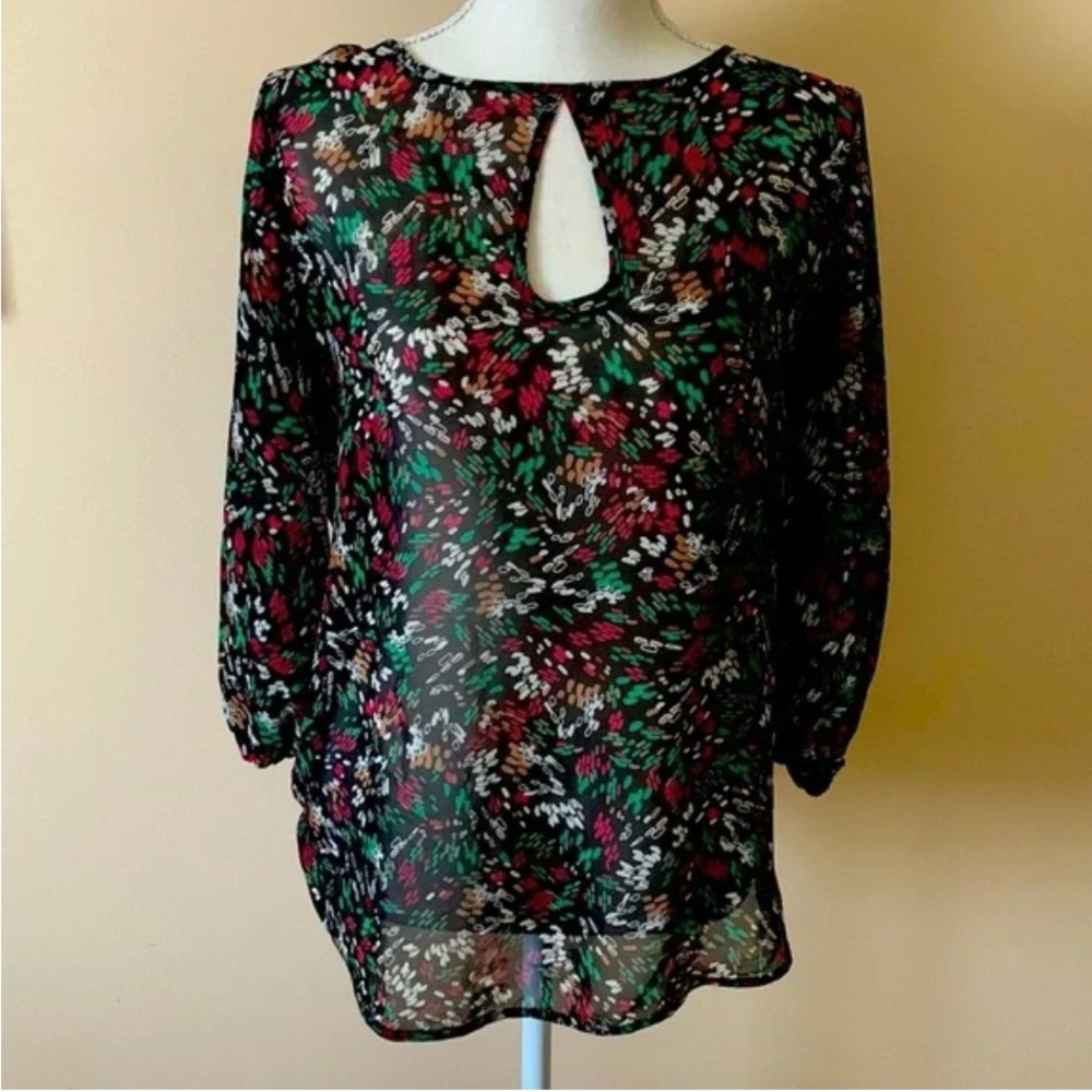 Bisou bisou sheer blouse size large